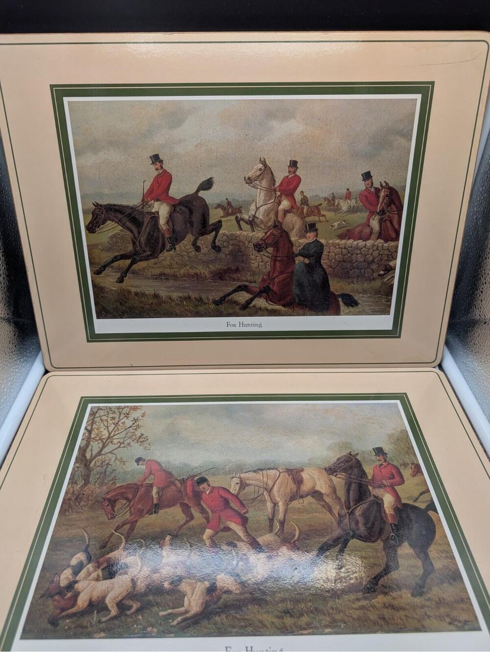 English Fox Hunting Collectable Art Table Placemats  (set of 2), 15.75”x 11.75”